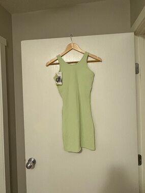 NWT Halara Sleeveless Light Green Ribbed Tank Dress